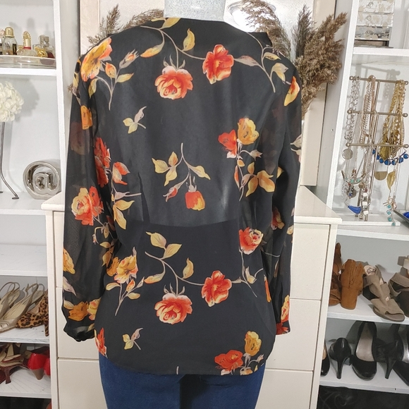 A-line Floral Long Sleeve Blouse Size 14 - Picture 5 of 7
